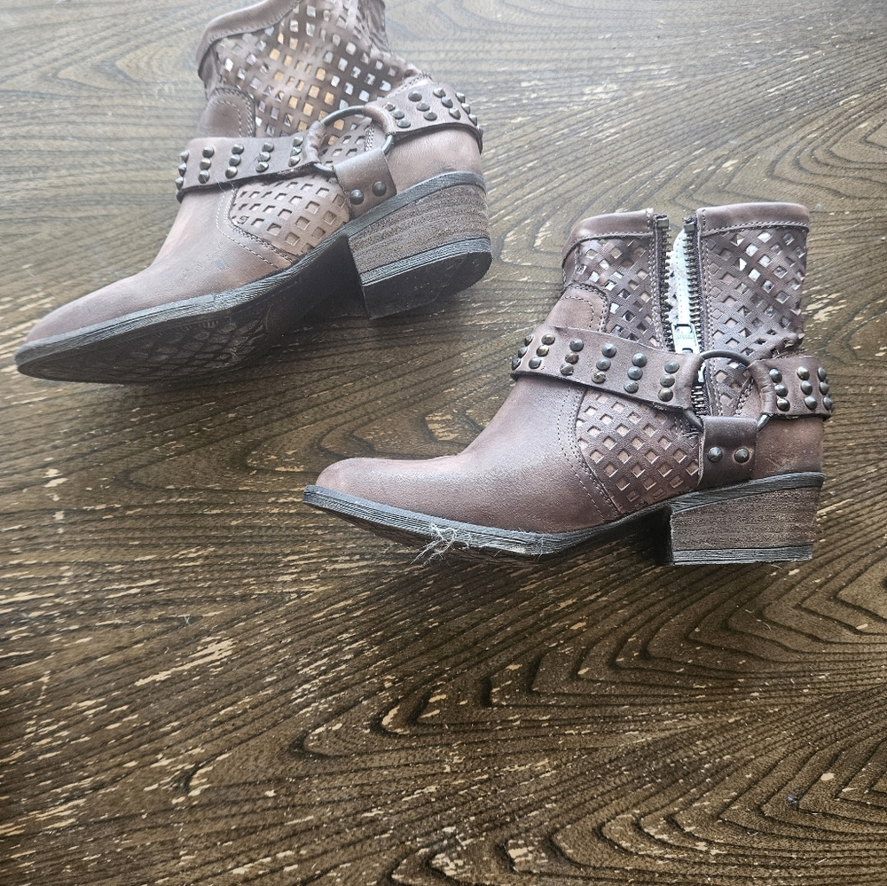 Studded Brown Ankle Boots
